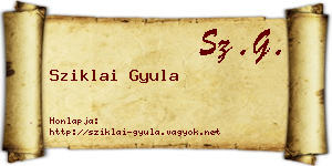 Sziklai Gyula névjegykártya